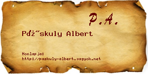 Páskuly Albert névjegykártya